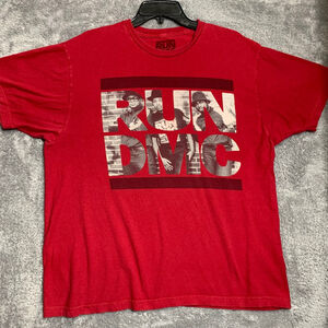 Run DMC Graphic T-Shirt Mens‎ XL Red Photo Print Short Sleeve Hip Hop Tee 2014